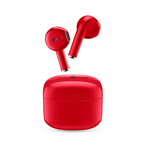 Music Sound | Swag - Kabelloses Kapsel-Headset - Wiedergabezeit bis 20 Stunden - Bluetooth - Rot von Music Sound