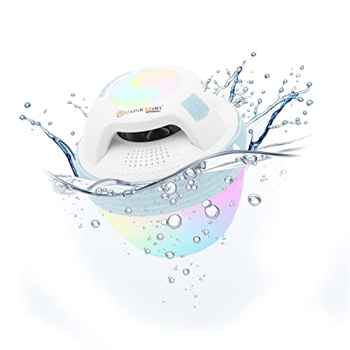 Musicman Pool-Lautsprecher BT-X60 - Tragbar, Kabellos und wasserdicht mit Bluetooth, 4 verschiedenfarbige LEDs, Freisprechfunktion, Betriebsdauer von bis zu 8 Stunden, IP67, Blau-Weiß von MusicMan