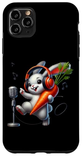 Niedlicher Hase singt in Mikrofon Musik Vibes Hülle für iPhone 11 Pro Max von Musical Bunny Headphones Carrot Fun Vibes
