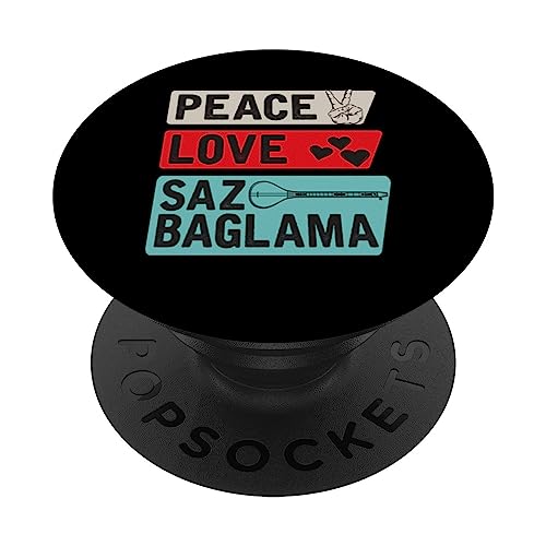 Peace Love Saz Baglama Instrument Saz Baglama elektrisch PopSockets mit austauschbarem PopGrip von Musical Instruments Collection