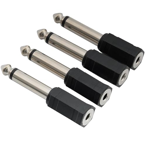 Musiclily Audio Klinken Adapter 3,5 mm Stecker auf 6,35 mm Klinke Buchse Mono Kopfhörer Adapter für Verstärker E-Gitarre Klavier(4 Stück) von Musiclily