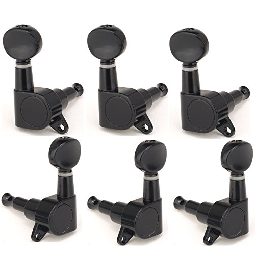 Musiclily Basic 3L3R Gitarren Mechaniken Tuners Tuning Pegs Keys Machine Heads für LP SG E-Gitarre oder Folk Akustikgitarre,Schwarz Chrom Vintage Oval Knopf Musiclily Basic 3L3R Gitarren Mechaniken Tuners Tuning Pegs Keys Machine Heads für LP SG E-Gitarre oder Folk Akustikgitarre,Schwarz Chrom Vintage Oval Knopf von Musiclily