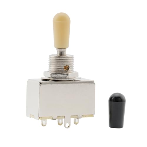 Musiclily Metrisch Geschlossene Gitarren 3-Wege Wahlschalter, Metall 3-Wege Toggle Kippschalter für LP Style E-Gitarre, Crème Knopf von Musiclily