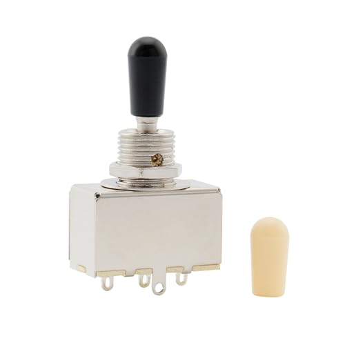 Musiclily Metrisch Geschlossene Gitarren 3-Wege Wahlschalter, Metall 3-Wege Toggle Kippschalter für LP Style E-Gitarre, Schwarzer Knopf von Musiclily