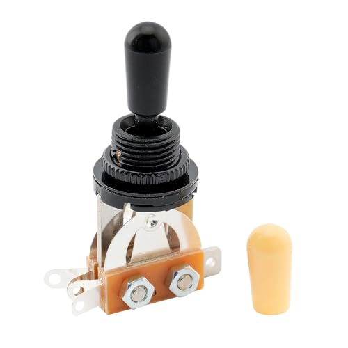 Musiclily Metrisch Gitarre 3-Wege Schalter Toggle Switch Tonabnehmer Schalter LP Pickup Schalter für Les Paul Style E-Gitarre, Schwarz Top mit Schwarzer Knopf von Musiclily