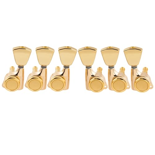 Musiclily Pro 3L3R Gitarren Locking Tuners Mechaniken 18:1 Ratio Tuning Pegs Keys Machine Heads für LP SG Style E-Gitarre/Akustikgitarre, Gold mit Keystone Button von Musiclily