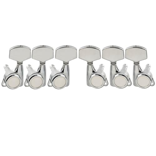 Musiclily Pro 3L3R Gitarren Locking Tuners Mechaniken 18:1 Ratio Tuning Pegs Keys Machine Heads für LP SG Style E-Gitarre/Akustikgitarre, Chrom mit Big Hex Button Musiclily Pro 3L3R Gitarren Locking Tuners Mechaniken 18:1 Ratio Tuning Pegs Keys Machine Heads für LP SG Style E-Gitarre/Akustikgitarre, Chrom mit Big Hex Button von Musiclily