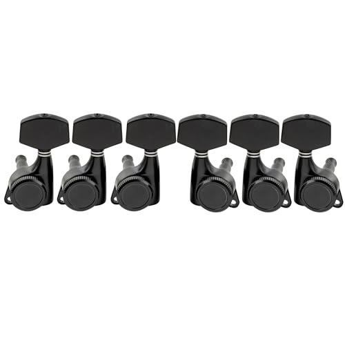 Musiclily Pro 3L3R Gitarren Locking Tuners Mechaniken 18:1 Ratio Tuning Pegs Keys Machine Heads für LP SG Style E-Gitarre/Akustikgitarre, Schwarz mit Big Hex Button von Musiclily