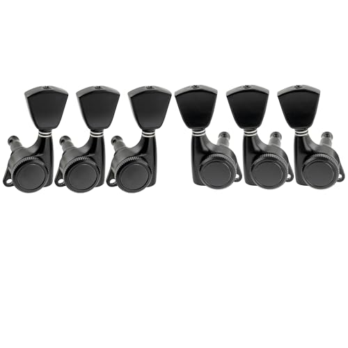 Musiclily Pro 3L3R Gitarren Locking Tuners Mechaniken 18:1 Ratio Tuning Pegs Keys Machine Heads für LP SG Style E-Gitarre/Akustikgitarre, Schwarz mit Keystone Button von Musiclily