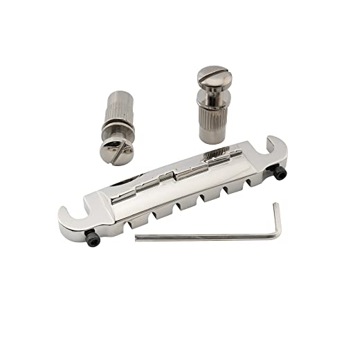 Musiclily Pro 52,5mm Wraparound Steg Bridge Intonierbar Brücke für Epiphone Les Paul Junior LP Style E-Gitarre,Nickel von Musiclily