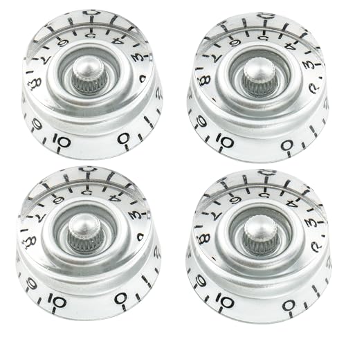 Musiclily Pro Fine 24-Spline Speed Knobs Tone Volume Gitarren Knöpfe für USA LP SG Style E-Gitarre, Silber (4er Set) von Musiclily
