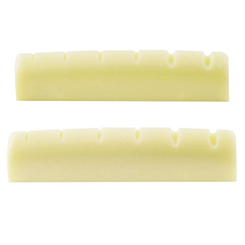Musiclily Pro Harnstoffharz Kunststoff 43mm LP Style Sattel Nut Flacher Boden für 6-Saiter Les Paul E-Gitarre/Akustikgitarre,Elfenbein(2 Stück) von Musiclily