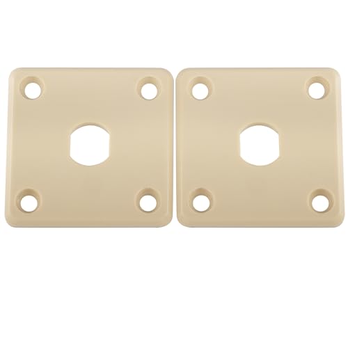 Musiclily Pro Kunststoff Gitarren Buchsenplatte Square Output Jack Plate Klinkenbuchsen Platte für Epiphone LP Style E-Gitarre, Creme (2er Set) von Musiclily