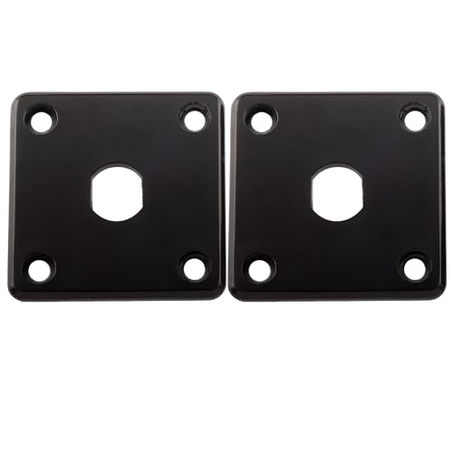 Musiclily Pro Kunststoff Gitarren Buchsenplatte Square Output Jack Plate Klinkenbuchsen Platte für Epiphone LP Style E-Gitarre, Schwarz (2er Set) von Musiclily
