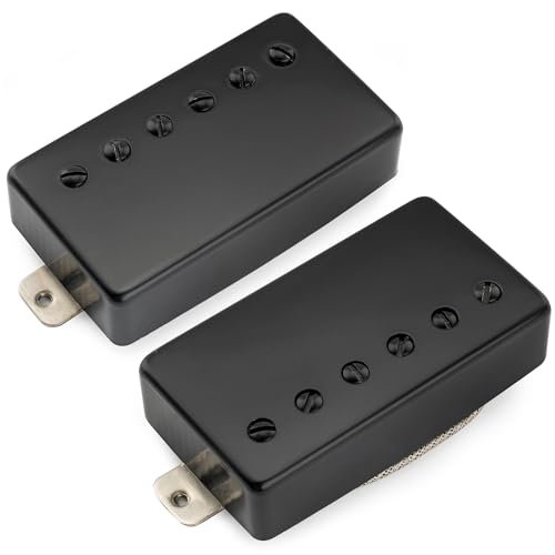 Musiclily Pro LP-CBLA Alnico 5 Covered Humbucker Tonabnehmer Hals Steg Pickups Set 7,8K/8,8K für LP Style E-Gitarre, Schwarz von Musiclily