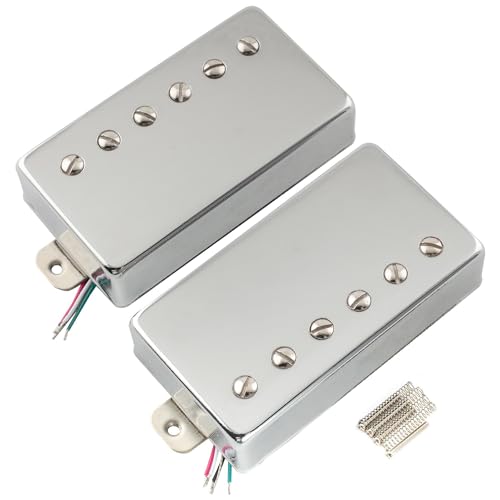 Musiclily Pro LP-CMHA Alnico 5 Covered Humbucker Tonabnehmer Hals Steg Pickups Set 7,5K/16K für Les Paul SG Style E-Gitarre, Chrom von Musiclily