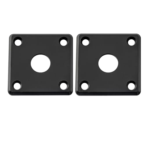 Musiclily Pro Plastik Guadratisch Gebogene Gitarre Buchsenplatte Jack Plate 10mm Bohrung für Epiphone LP SG Style E-Gitarre, Schwarz (2er Set) von Musiclily
