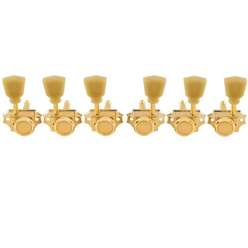 Musiclily Pro Vintage Hybrid 3L3R Gitarre Locking Tuners Mechaniken Tuning Pegs Machine Heads für LP SG Style E-Gitarre Akustikgitarre, Gold mit Creme Button von Musiclily