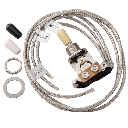 Musiclily Pro Vorverdrahtete 3-Wege Toggle Switch Kippschalter Tonabnehmer Schalter Löten mit Metallgeflechtdraht für Epipnoe LP Style E-Gitarre, Nickel Musiclily Pro Vorverdrahtete 3-Wege Toggle Switch Kippschalter Tonabnehmer Schalter Löten mit Metallgeflechtdraht für Epipnoe LP Style E-Gitarre, Nickel von Musiclily