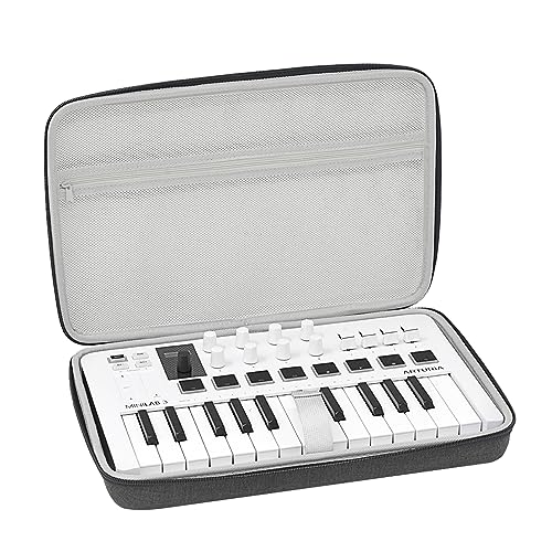Musiin HardShell Case for Arturia MiniLab 3/MiniLab MkII 25 Slim-Keyboard Controller & Arturia Midi Controller Synthesizer (Grey) von Musiin