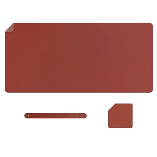 Musiin Home Music Studio Schreibtischunterlage aus Leder für Maus und Tastatur mit Untersetzer, ideal für Büro, kreatives Arbeiten und Aufnahmestudios (Mineralrot) von Musiin