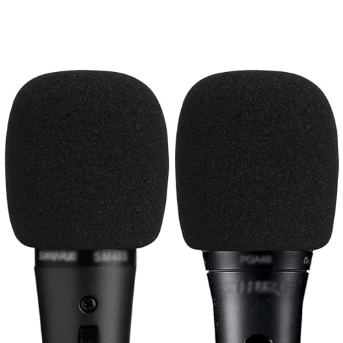 Musiin Mikrofon-Windschutz, kompatibel mit Shure SM48, SM86, PGA48, SM58LC, BETA58A, WA713, Hand-Gesangsmikrofon, Antipop-Schaumstoffabdeckung, Mikrofon-Windschutz (schwarz), 2 Stück von Musiin