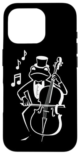 Frosch spielt Kontrabass mit Musiknoten Cello Kontrabassist Hülle für iPhone 16 Pro Frosch spielt Kontrabass mit Musiknoten Cello Kontrabassist Hülle für iPhone 16 Pro von Musikalische Tiere für Orchester Musiker