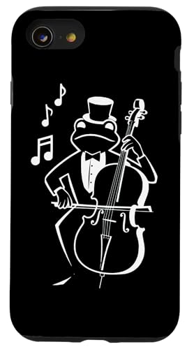 Frosch spielt Kontrabass mit Musiknoten Cello Kontrabassist Hülle für iPhone SE (2020) / 7 / 8 von Musikalische Tiere für Orchester Musiker