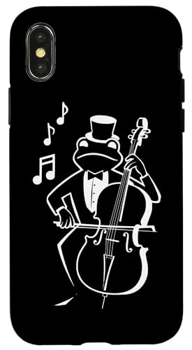 Frosch spielt Kontrabass mit Musiknoten Cello Kontrabassist Hülle für iPhone X/XS Frosch spielt Kontrabass mit Musiknoten Cello Kontrabassist Hülle für iPhone X/XS von Musikalische Tiere für Orchester Musiker