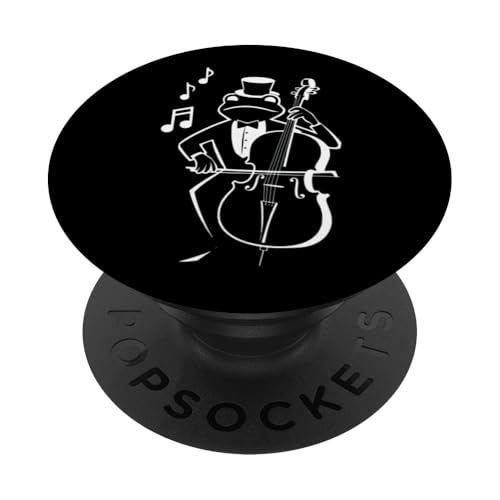 Frosch spielt Kontrabass mit Musiknoten Cello Kontrabassist PopSockets Klebender PopGrip Frosch spielt Kontrabass mit Musiknoten Cello Kontrabassist PopSockets Klebender PopGrip von Musikalische Tiere für Orchester Musiker