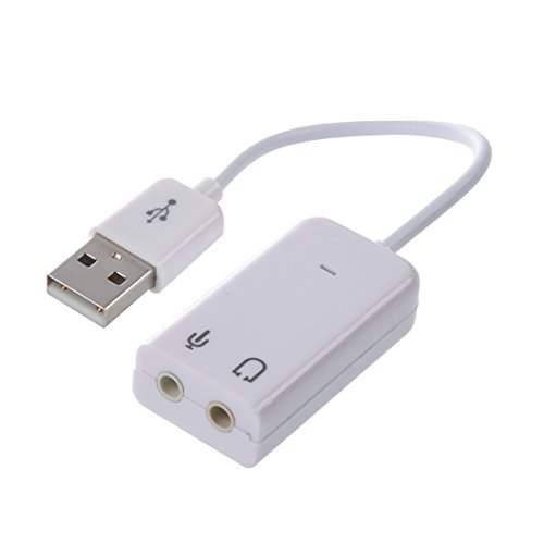 3,5-mm-Kopfhörerbuchse, USB 2.0, Soundkarte, Audio-Adapter, Weiß von Musite