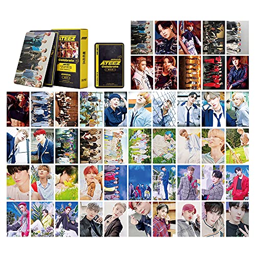 54 Stück Ateez Photocards Ateez Zero: Fever Part.2 Album Lomo Karten Ateez 2021 Mini Lomo Cards Kpop Ateez Mini Poster Karten Geschenk für Fans von Musolaree