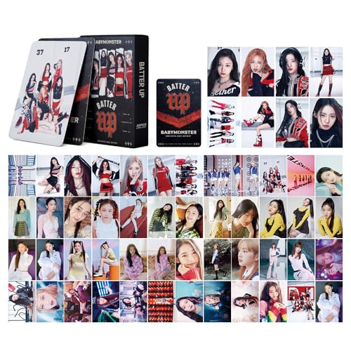 55 Stück Baby Monster Photocards Batter Up Photocards Baby Monster Mini Merch Photocards für Fans(BU) von Musolaree
