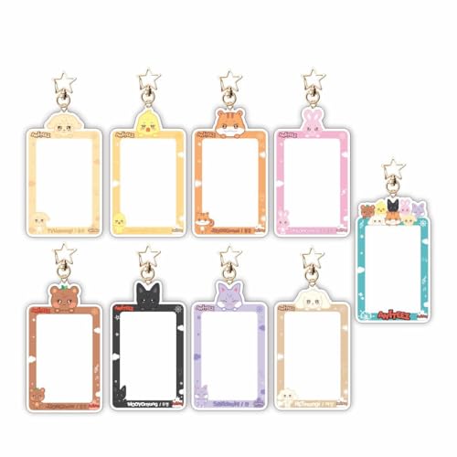Ateez Fotokarten Ringhalter Halterung Photocard Badge Wasserdicht Kawaii Fotohalter Karten Idole Schutz Cartoon Bankkarten Card Schlüsselanhänger für Kinder DIY (9 Stück all) von Musolera