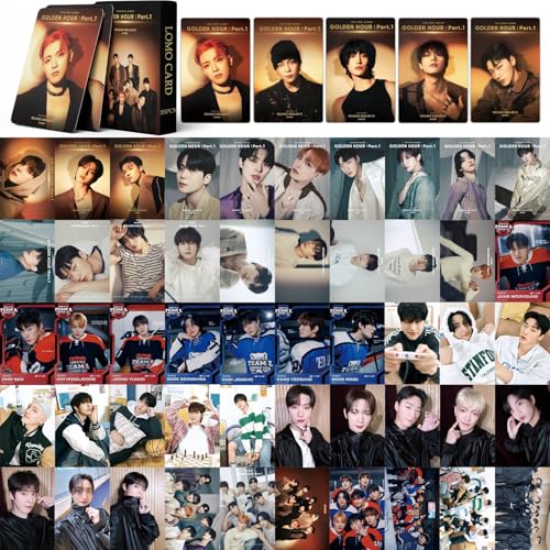 Musolera 55 Stück ATEEZ Photokarten ATEEZ GOLDEN HOUR: Teil 1 neues Album ATEEZ Fotokarten Postkarten Poster für Fans Geschenk (GH-1) von Musolera