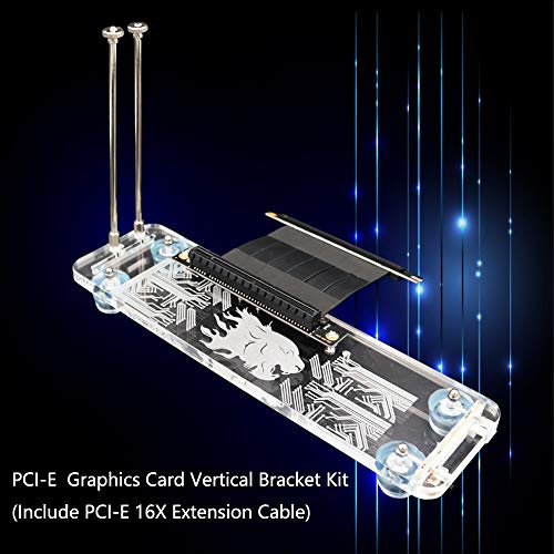 Mustpoint PCI- E 3.0 16X Grafikkarte Vertikaler Ständer / Sockel mit RGB-LED-Licht und PCI-E-Verlängerungskabel für DIY-ATX-Gehäuse von Mustpoint