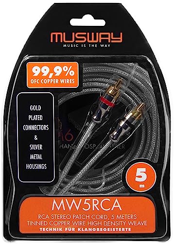 Musway MW5RCA - Cinch-Audio-Stereokabel, 5 Meter aus hochleitfähigem Vollkupfer (99,9% OFC) von Musway