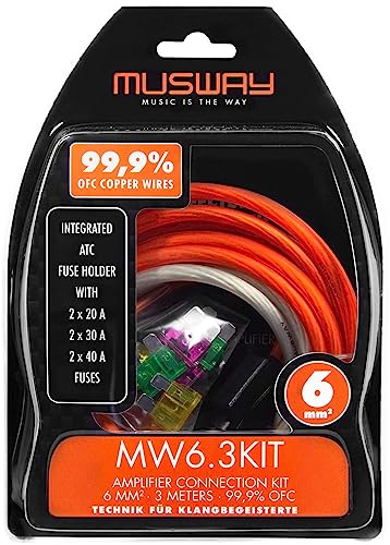 Musway MW6.3KIT - Kabelkit VOLLKUPFER 6mm² mit Sicherung | 3m von Musway