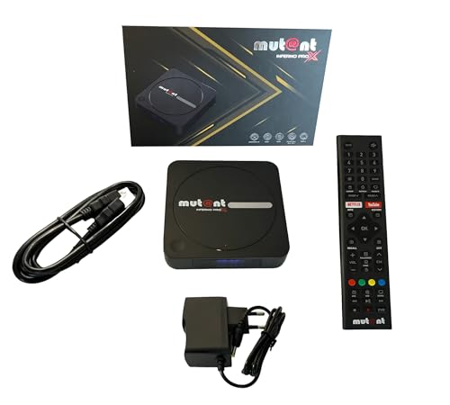 Mutant Inferno PRO X - 8K 30FPS / 4K 60FPS - HEVC - Android 11 - Dual WiFi 2,4GHz und 5GHz - Bluetooth, MicroSD-Slot, HDMI - 64GB Flash & 4GB DDR4 RAM - IPTV Receiver Streaming Box - IP-Receiver von Mut@nt