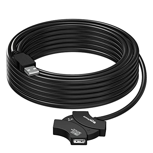 MutecPower 10m USB 2.0 Verlängerungskabel mit 4-Port USB Hub und Verlängerungs-Chipsatz - Aktives USB Kabel männlich zu weiblich/Repeater Kabel 10 Meter schwarz von MutecPower