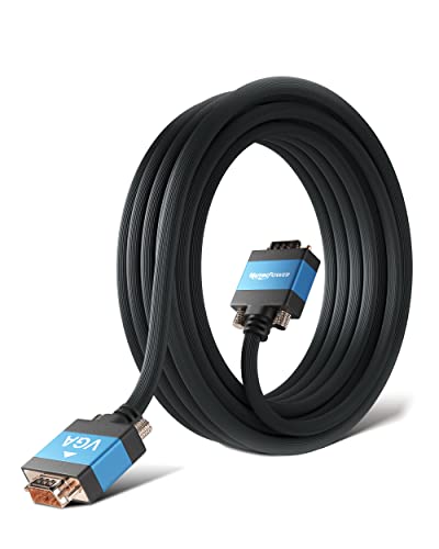 MutecPower 10m VGA Kabel 15pol - Full HD S-VGA Monitorkabel D-Sub Stecker 1080p Vga Videokabel Geeignet für: Monitore, Fernseher (LCD/Plasma), Projektor, PC, Notebooks - Schwarz 10 Meter von MutecPower