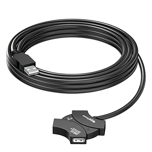 MutecPower 5m USB 2.0 Verlängerungskabel mit 4-Port USB Hub und Verlängerungs-Chipsatz - Aktives USB Kabel männlich zu weiblich/Repeater Kabel 5 Meter schwarz von MutecPower