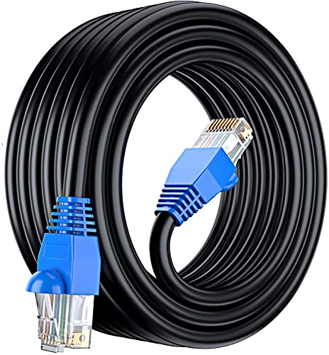 MutecPower CAT6 20m Außen Verwendung wasserdicht - CCA - Direct Burial Ethernet Netzwerkkabel - 250 MHz - Schwarz - 20 Meter mit kabelbinder von MutecPower