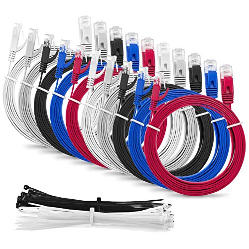 MutecPower Flachbandkabel 0.5m CAT6 RJ45 Ethernet Lan NetzwerkKabel Patchkabel flach - Mehrfarbige 10er Pack 0,5 meter + 15 Kabelbinder MutecPower Flachbandkabel 0.5m CAT6 RJ45 Ethernet Lan NetzwerkKabel Patchkabel flach - Mehrfarbige 10er Pack 0,5 meter + 15 Kabelbinder von MutecPower