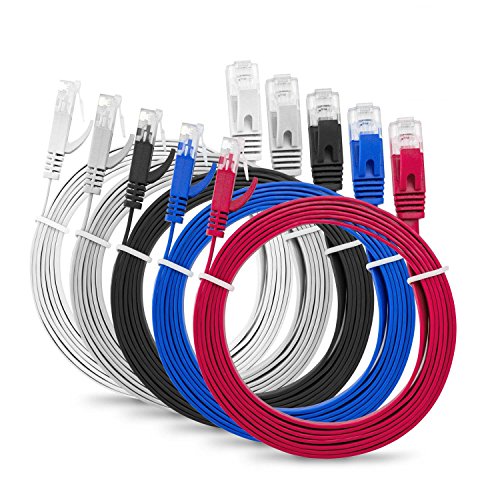 MutecPower Flachbandkabel 2m CAT6 RJ45 Ethernet Lan NetzwerkKabel Patchkabel flach - Mehrfarbige 5er Pack 2 meter + 15 Kabelbinder MutecPower Flachbandkabel 2m CAT6 RJ45 Ethernet Lan NetzwerkKabel Patchkabel flach - Mehrfarbige 5er Pack 2 meter + 15 Kabelbinder von MutecPower
