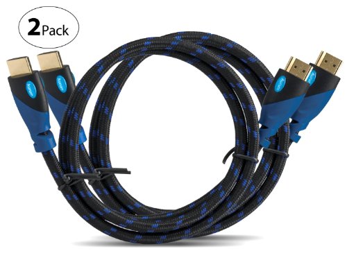 MutecPower Premium - High Speed HDMI Kabel mit Ethernet 2 Stück 1m - (unterstützt Full HD 3D & Audio Return Channel) - 1 Meter -2 Stück Blau Geflochten von MutecPower