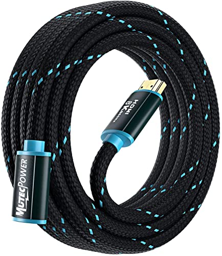 MutecPower Ultra High Speed 3 Meter HDMI 2.1V Verlängerungskabel Männlich zu Weiblich 48Gbps 8K@60Hz & 18Gbps 4K@120Hz mit HDR, VRR & eARC - 28 AWG 3m Stecker auf Buchse Kabel Blau/Schwarz geflochten von MutecPower