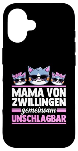 Mama Und Zwillinge Katzen Hülle für iPhone 16 von Mutter Zwillingsmama Muttertag Zwillinge