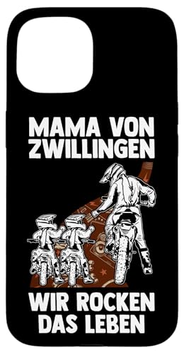 Mama Und Zwillinge Motorrad Motocross Hülle für iPhone 15 von Mutter Zwillingsmama Muttertag Zwillinge