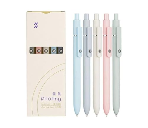 Mutzauber® Gelstifte, 5 Stück 0,5 mm japanische schwarze Tinte, feine Spitze, glatte Schreibstifte, High-End-Serie Stifte für Tagebuch, Notizen, Büro, Schule, Homeoffice (Morandi) von Mutzauber
